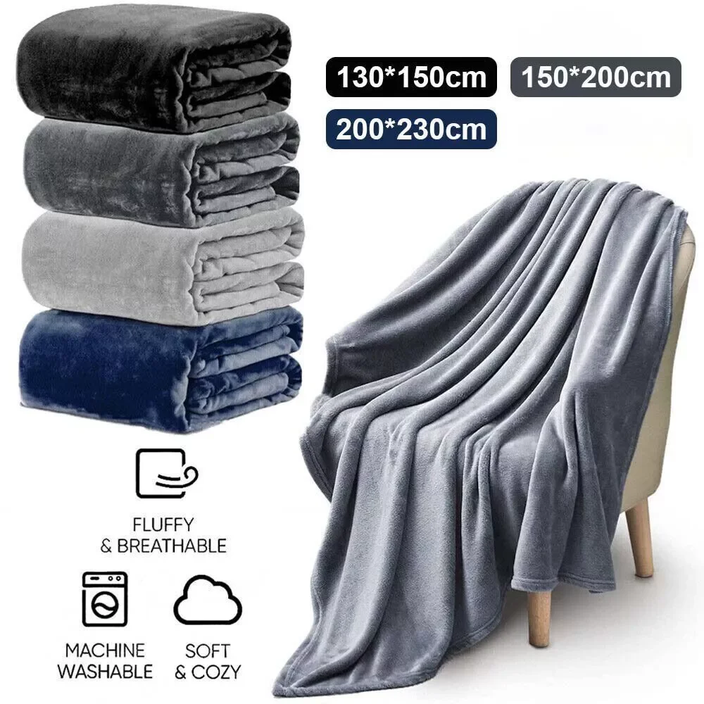 [UK Stock] Flannel blanket for sofa blankets 200x230cm /150x200cm/130x150cm Soft Velvet Blanket Plush Soft Comfy Thick