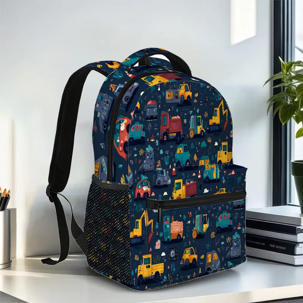 Construction Parade Backpack Lightweight Trendy Design with Construction Vehicles Print Ideal for Students and Young Teenager