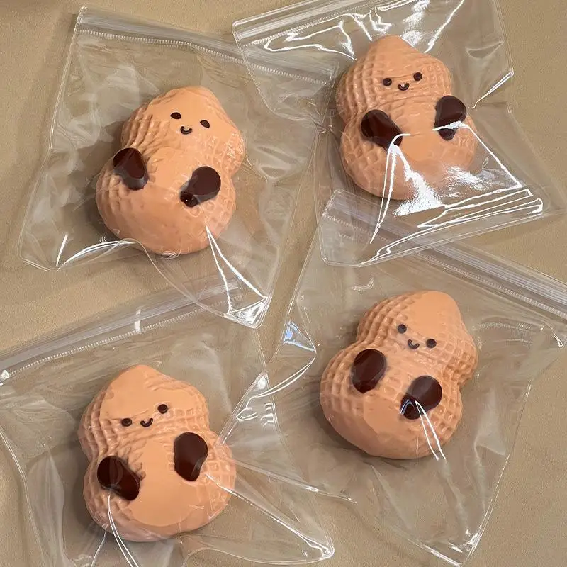 1-teiliges Happy Kneif-Erdnuss-Spielzeug aus lebensmittelechtem Silikon, handgefertigt, Taba, weicher Klebstoff, langsames Rebound-Quetschspielzeug