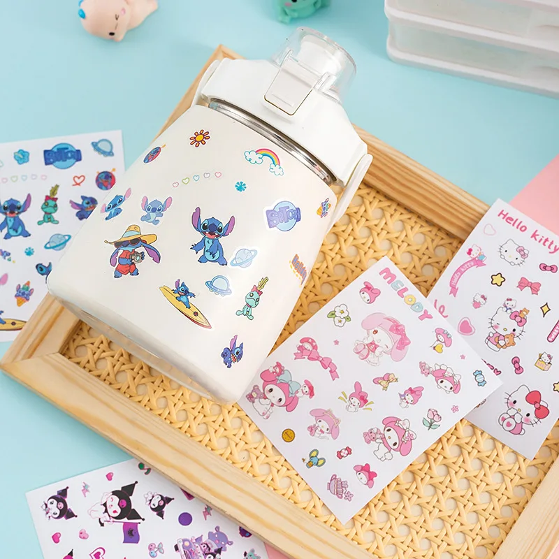 4pcs Sanrio Stickers Cute Stitch Cartoon Stickers Kids Creative krom Hello Kitty adesivi impermeabili