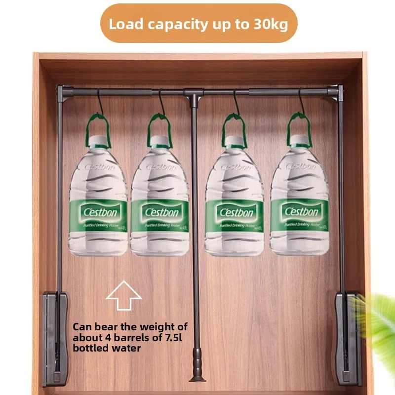 Vertical High Level Pull Down Wardrobe Clothes Rail, Soft Close Telescopic Lifting Garment Hanger for Closet