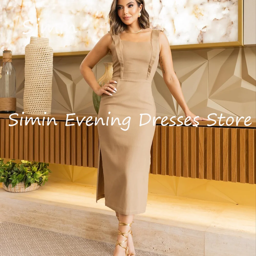 

Simin Satin Mermaid Square Neck Formal Luxury Prom Gown Ankle-length Evening Elegant Pretty Party dresses for women 2023