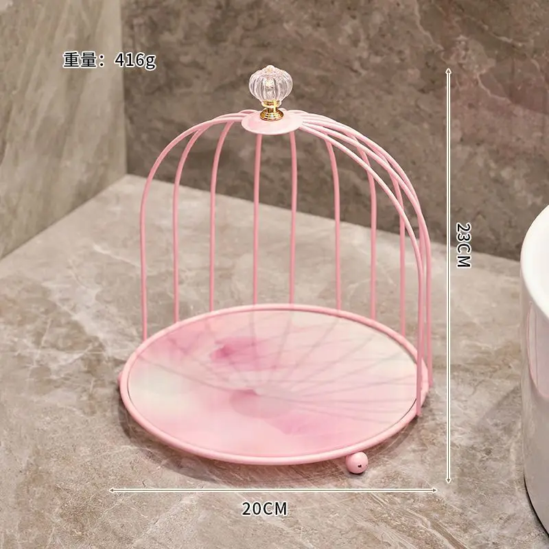 pinkIron Art Nordic Style Bird Cage Rack Lipstick Perfume Cosmetic Skin Care Product Storage Rack Finishing Table Rack