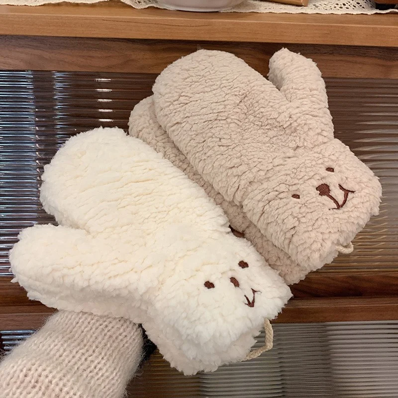 

Cartoon Bear Baby Mittens Winter Warm Kids Baby Girls Gloves Knitted Children Toddler Thick Child Fleece Cartoon Mittens