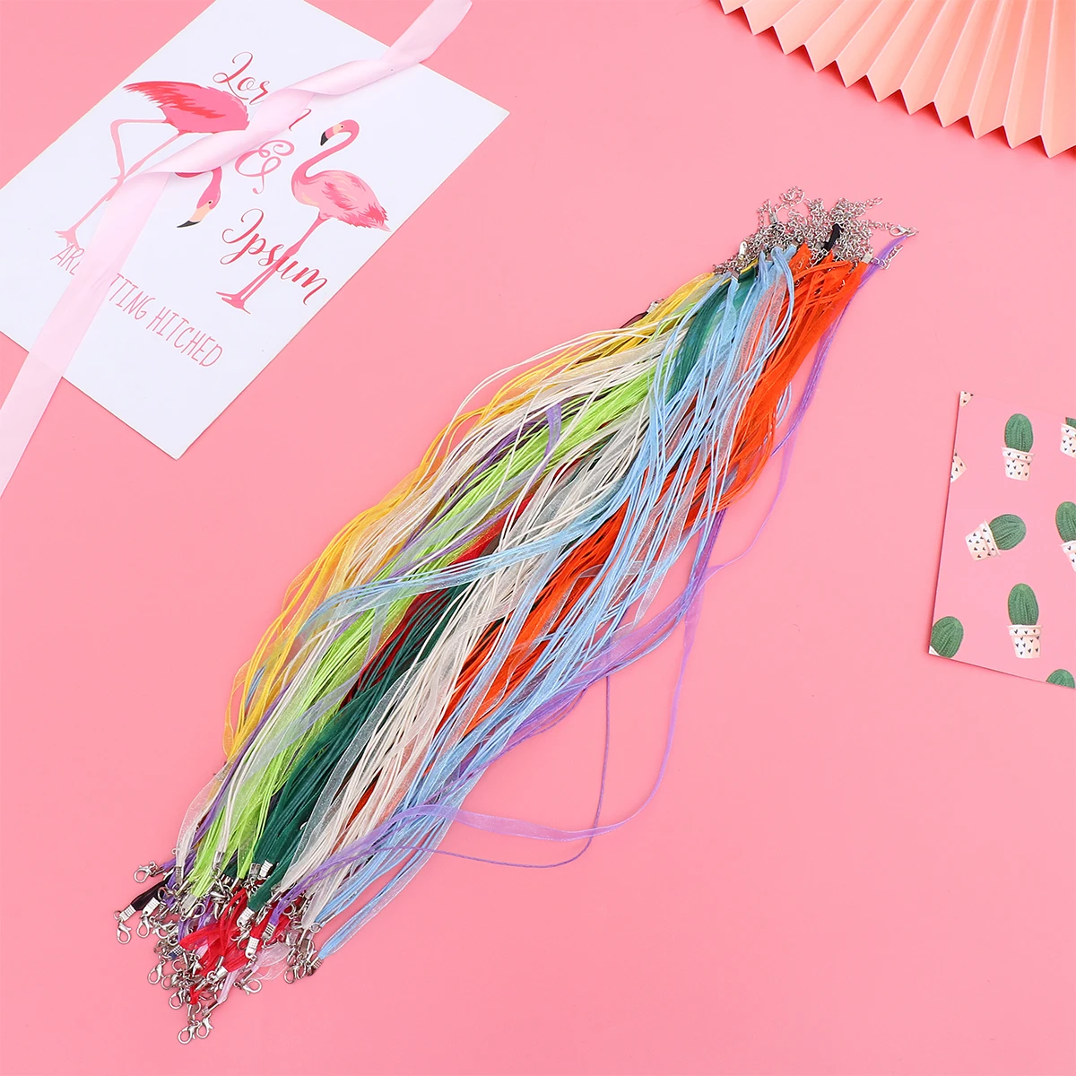 

100Pcs Snow Yarn Wax Rope Colorful Durable Necklace Cords Lobster Clasp Jewelry Making Accessories Necklace Cords