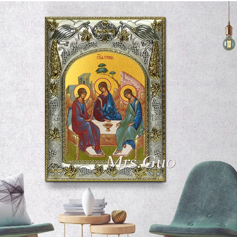 The Holy Trinity Icon 5D Diamond Painting Religion Full Diamond Embroidery Beaded Rhinestone Pictures Cross Stitch Kit Sale