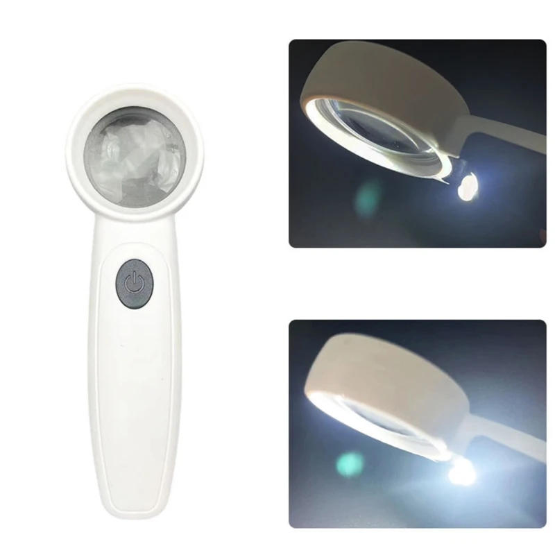 11X Handheld Magnifier Brightness Adjustable Glass Rechargeable Eye Loupe for Stamp Coin Jewelry Inspection