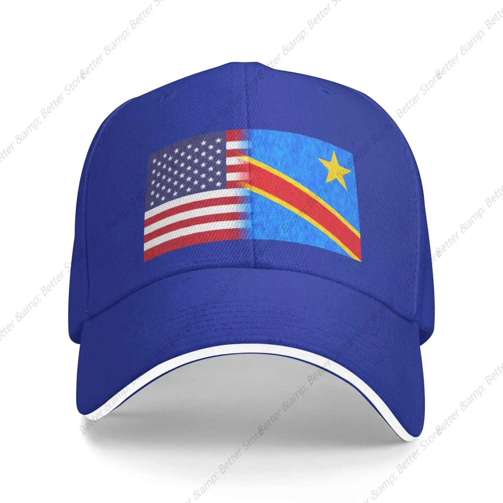 

Democratic Republic of The Congo America Flag Oil Painted Sandwich Baseball Cap Comfortable Casual Stylish for Sports Outdoor