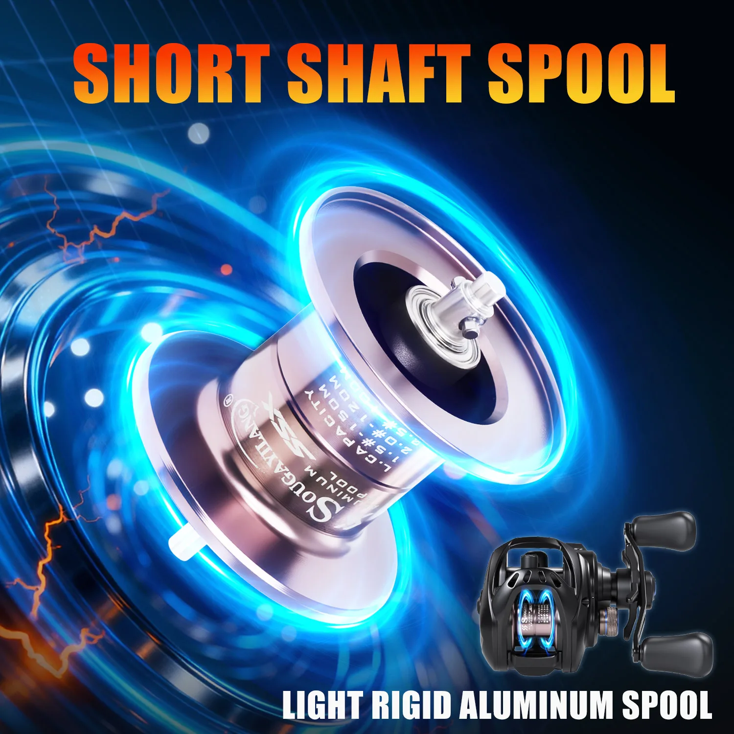 Sougayilang SSX-DC Baitcasting-Rolle, Übersetzungsverhältnis 7,2:1, 4+1BB, Anti-Rückstoß-Getriebe aus Aluminiumlegierung, elektronisches Bremssystem, max. 10 kg – Detail 6