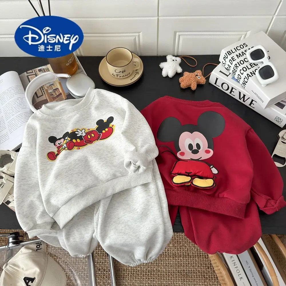 

2025 Disney Kids Hoodie Set with 3D Plush Toy, Cute Autumn Winter Tracksuit for Babies & Boys, Casual Two-Piece Outfit