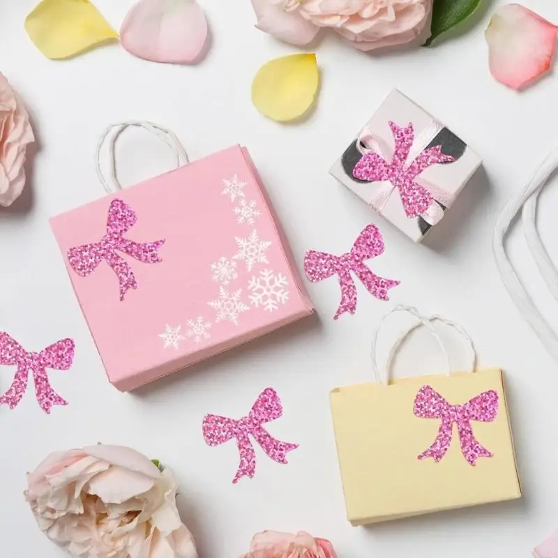 500pcs Glittering Bowknot Sticker adesivo Label