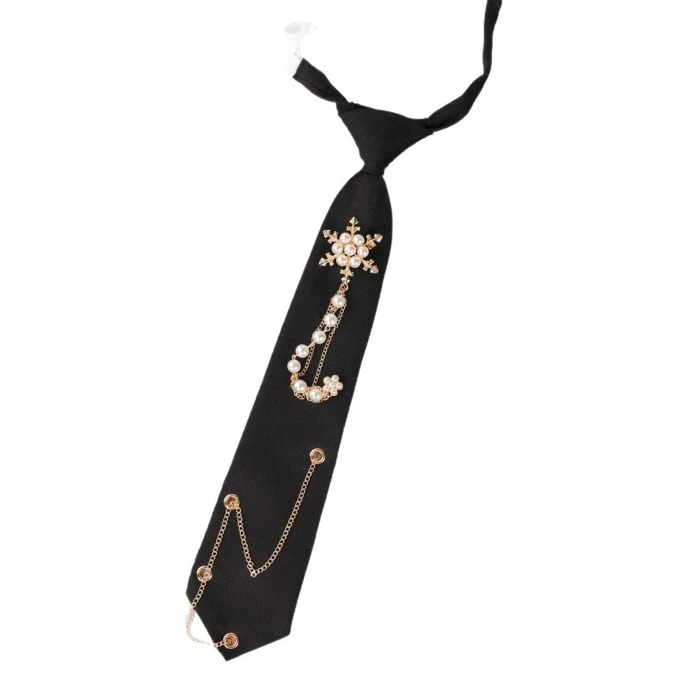 Durable Lightweight Pre-tied Necktie No Knot Pre-tied Chain Necktie Bow Shape Chain Decor JK Academy Style Necktie Party Styling