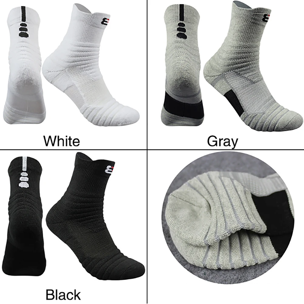 1pair Men Sports Socks Middle Tube Sock Basketball Cycling Running Hiking Tennis Sock Men\'s Size (39-45) Cotton Cyling Socks