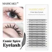 Pestañas MASSCAKU de alta calidad, 0,05mm de espesor, en forma de pluma, pestañas de giro cómico, pestañas prefabricadas de visón sintético fino, en Stock