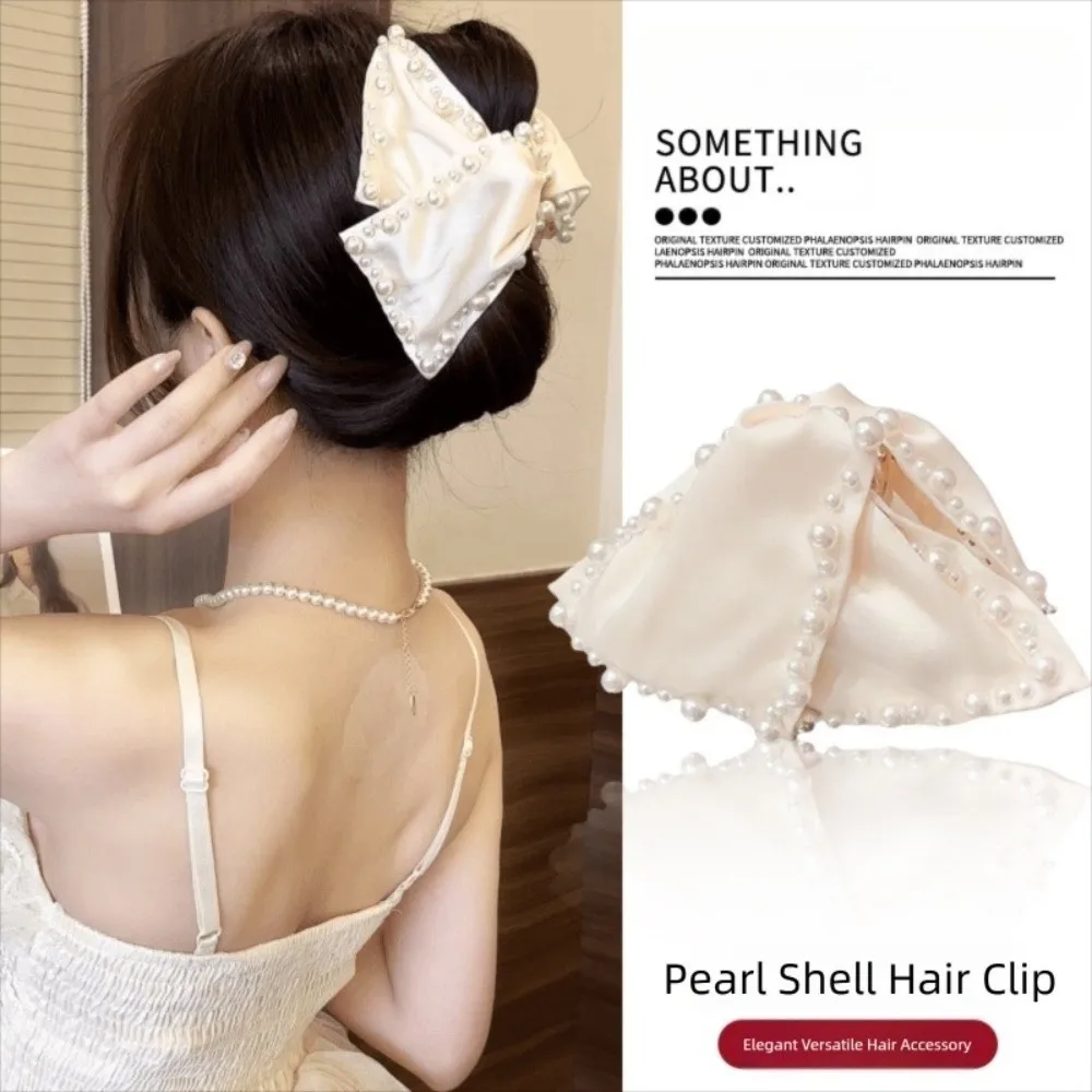 

Gifts Portable Elegant Pearl Hair Clip Multifunctional Hair Accessories French Style Shark Clamp Triangle Pearl Grabbing Clips