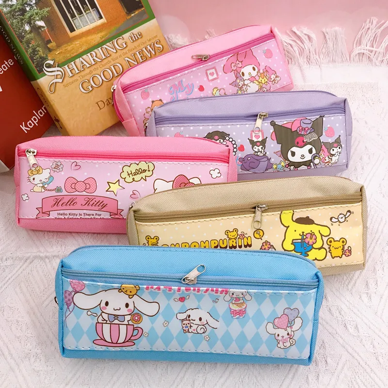 Sanrio Pencil Case Hello Kitty Kuromi Melody Pencil Box School Kawaii Storage Bag Pen Bag Student School Stationery Supplies