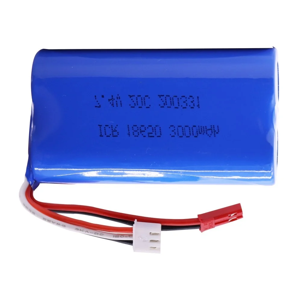 7.4V 3000mAh 2S 18650 lipo battery For Udi U12A Syma S033g Q1 H100 H101 H102 H103 FT009 rc boats model parts EL-2P/SM/JST/T Plug