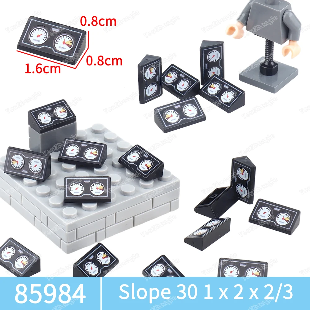 2 Instrumententafel, silberner Umriss, gedrucktes Muster, Baustein, abgeschrägt, 1 x 2 Teile, 85984, MOC-Figuren, Ausrüstung, Modell, Geschenk, Jungenspielzeug