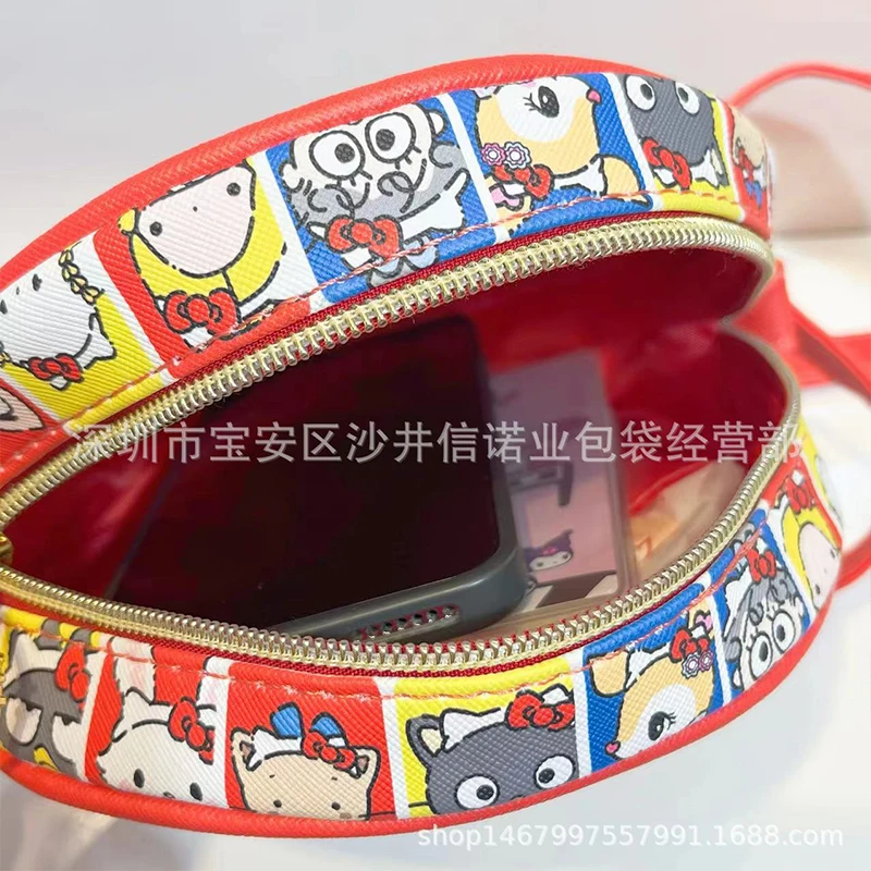 Sanrio-Bolso cruzado Kawaii de Hello Kitty para niña, bolsa de teléfono móvil con dibujos animados de corazón, regalo de marea para niños