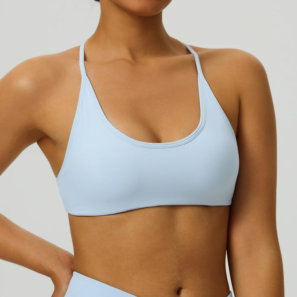 女性用衝撃吸収ヨガブラ 夏用通気性快適プロフェッショナルトレーニング＆フィットネスウェア ソリッドヨガスポーツブラ