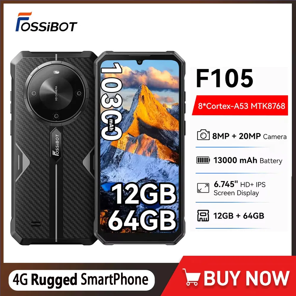 FOSSiBOT F105 Smartphone 10300mAh 4GB+64GB Rugged Smartphone 20MP Camera 6.745