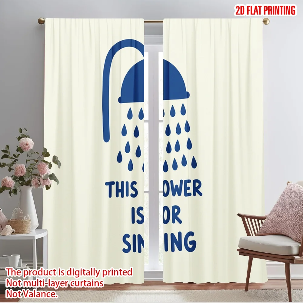 

2pcs 2D flat printing Scene Curtains Singing Blue 100% Polyester Fabric Without Electricity Festive Holiday for Holiday Family