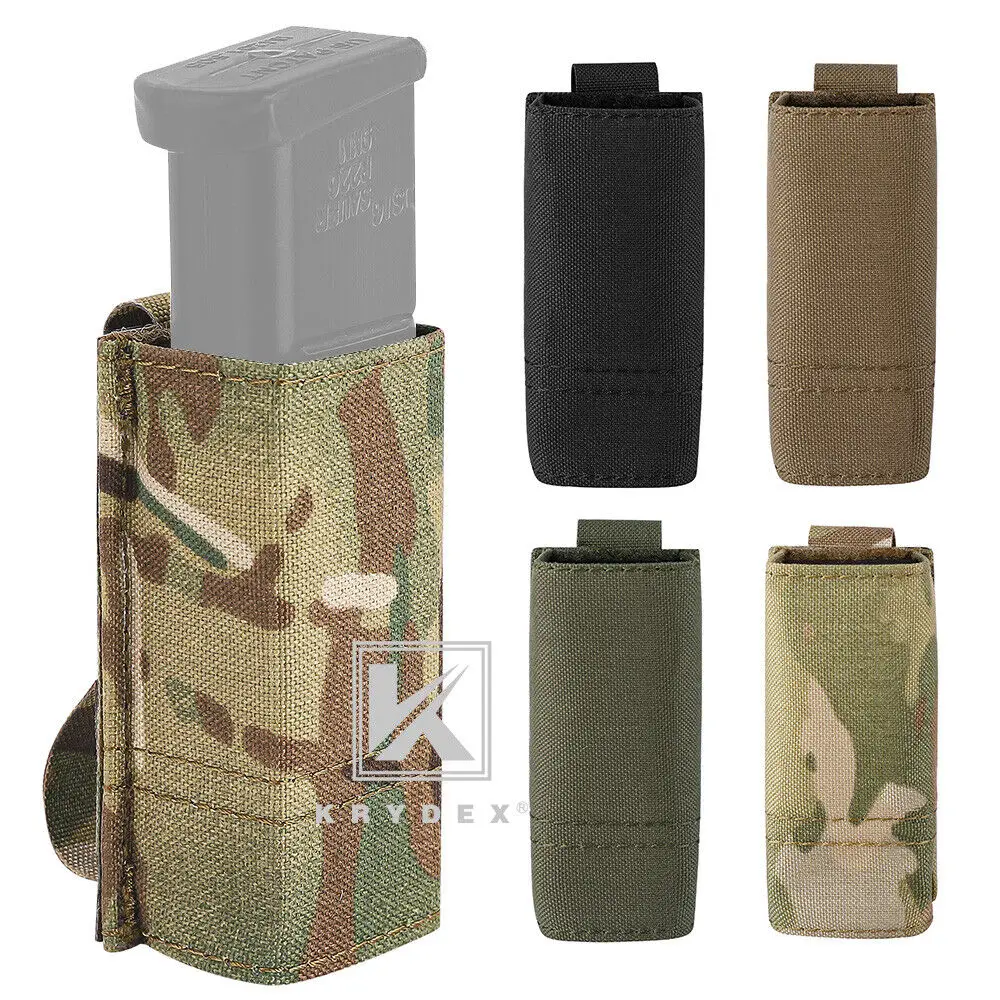 KRYDEX Tactical Magazine Pouches Single 9mm Pistol Mag Pouch MOLLE Holster Case For Duty Belt Vest Combat Hunting Shooting