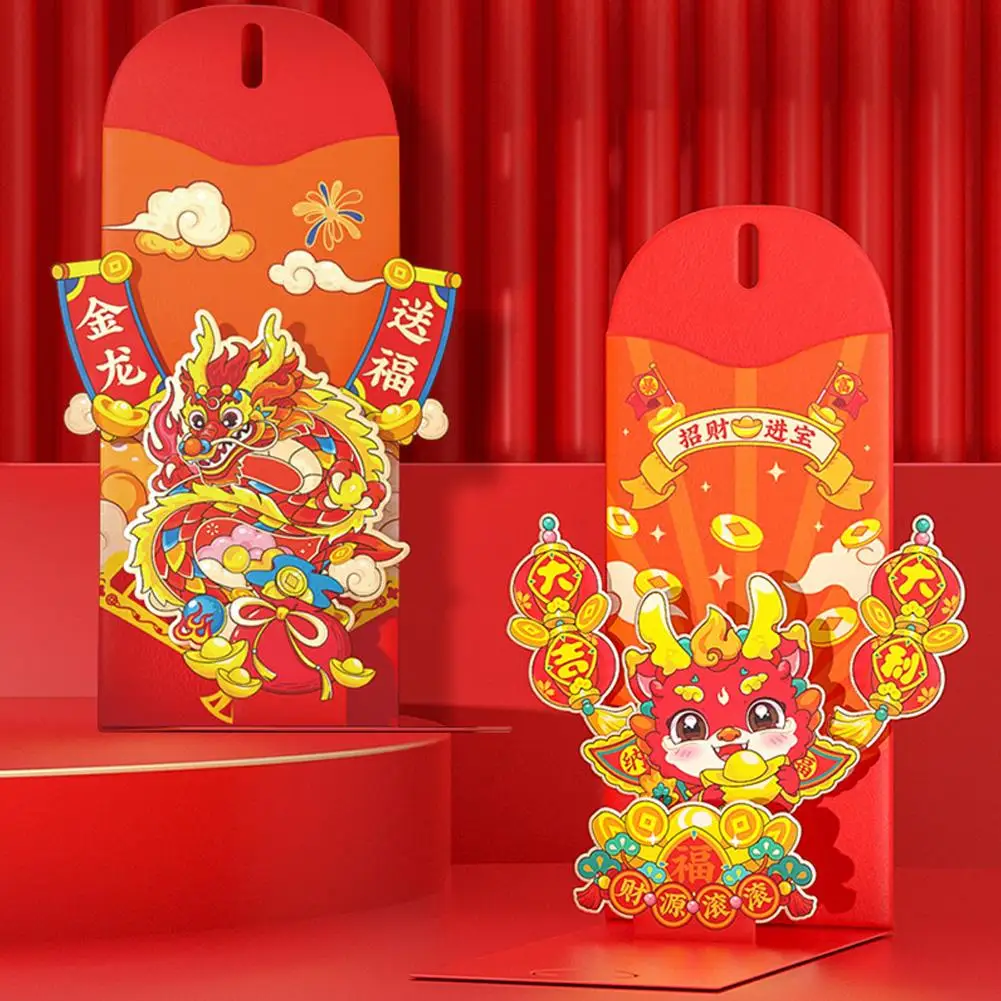 2024 Hongbao Dragon Year Red Envelopes Chinese Style Money Year Envelopes Money Packets Red Bags Envelopes New Lucky I8u8