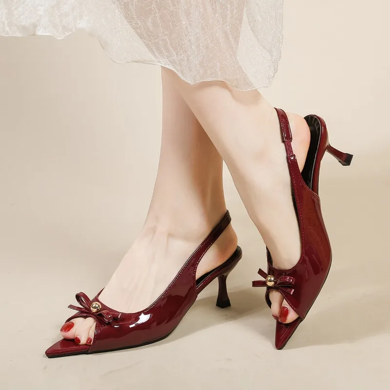 

Women's Sexy Pointed-toe Open-toe Sandals Luxurious Metal Embellishment Sandals New Comfortable Slip-on Women's Party High Heels