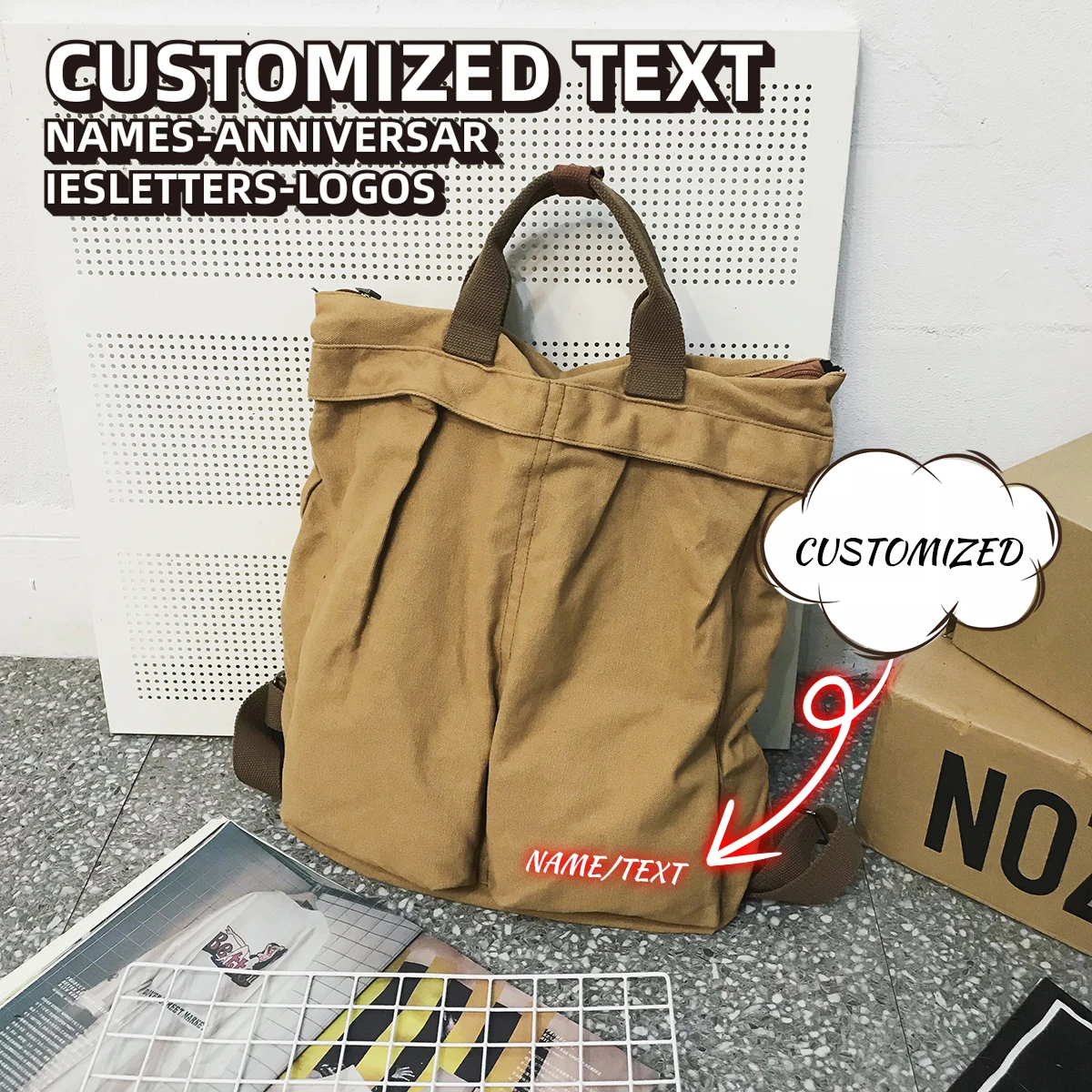 

Customized Logo Retro Women's Canvas Backpack College Student School Bag Casual Large Capacity Travel Bag Lightweight Hiking Backpack Women's Bag Personalized DIY