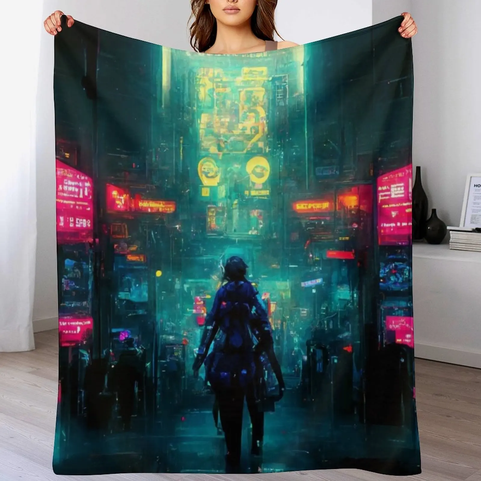 

Neon Cyberpunk Movie Poster Throw Blanket Personalized Gift Plush Furrys christmas decoration Blankets