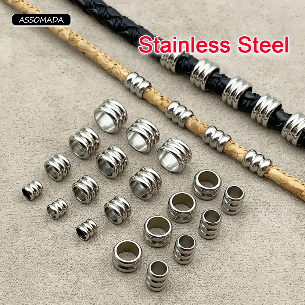 3/4/5/6mm Stainless Steel Ring For Leather Rope Bracelet Necklace Cord Ornament Connect Bead For DIY Jewelry Making Supplies