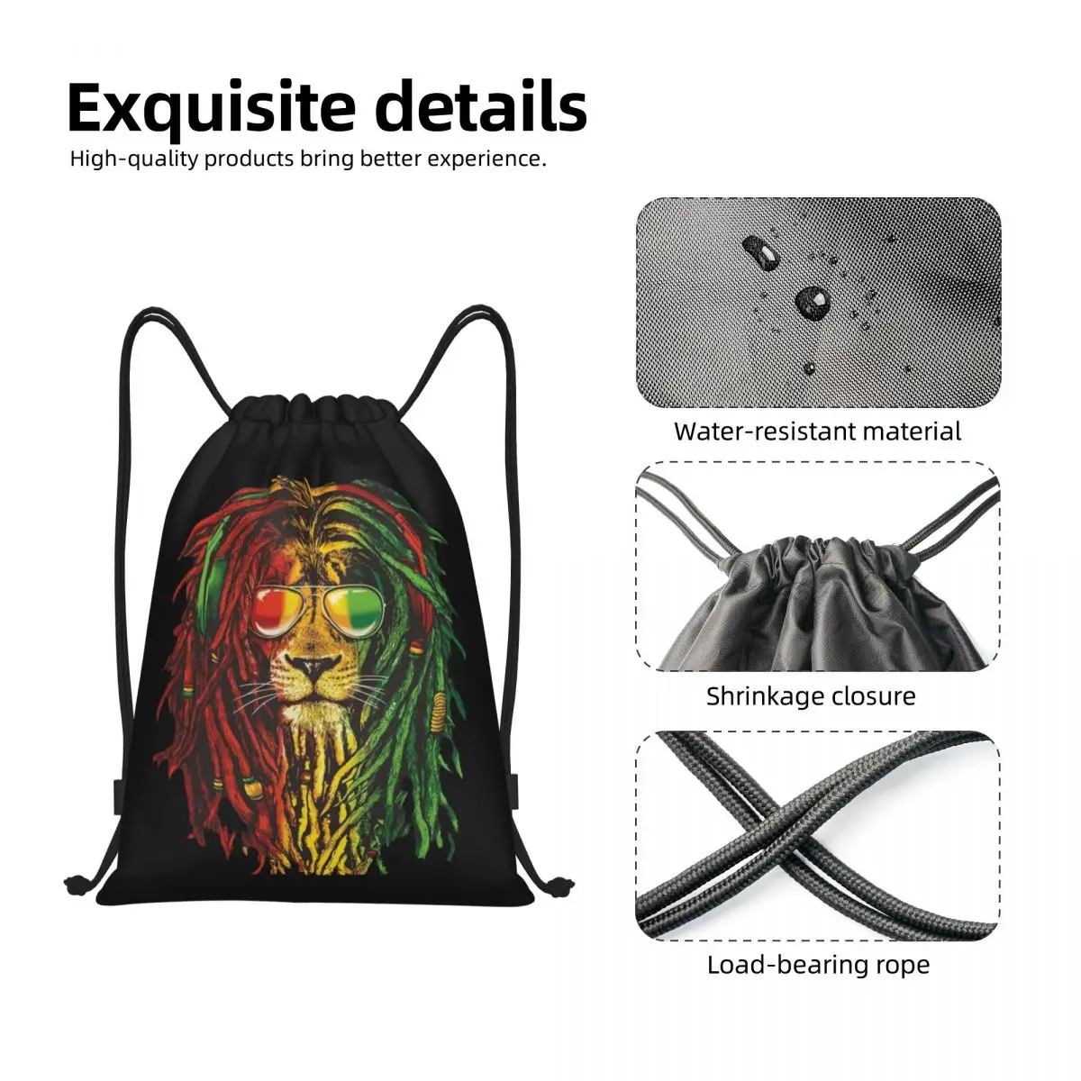 Rasta Reggae Lion Drawstring Bags Men Portable Gym Sports Sackpack Jamaican Jamaica Pride Rastafarian Lover Shopping Backpacks