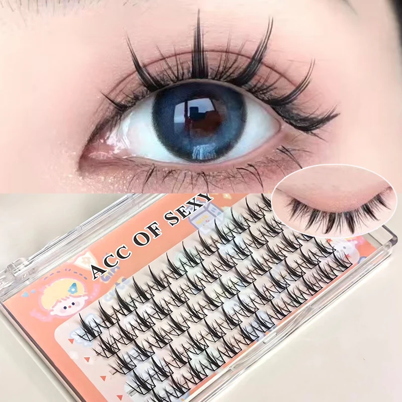 

60 Clusters/box Manga False Lashes Natural Soft Thick Black Stems Segmented Eyelashes Extensions Korean Makeup DIY False Eyelash