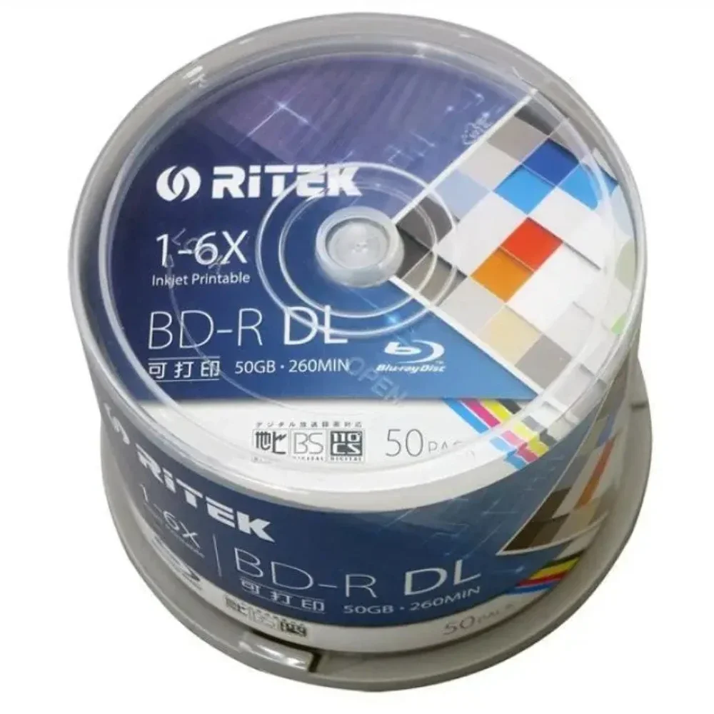 Ritek 50 pack/one box A+ quality Blank Printable Blu Ray DL 1-6x Dual Layer 50GB BD DL Disc Spindle box