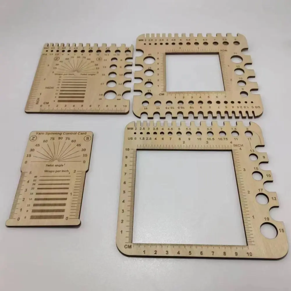 

Wood Knitting Needle Gauge Square Ruler Embroidery Thread Bobbins Floss for Spinners Yarn Measuring Tools Sewing Supplies