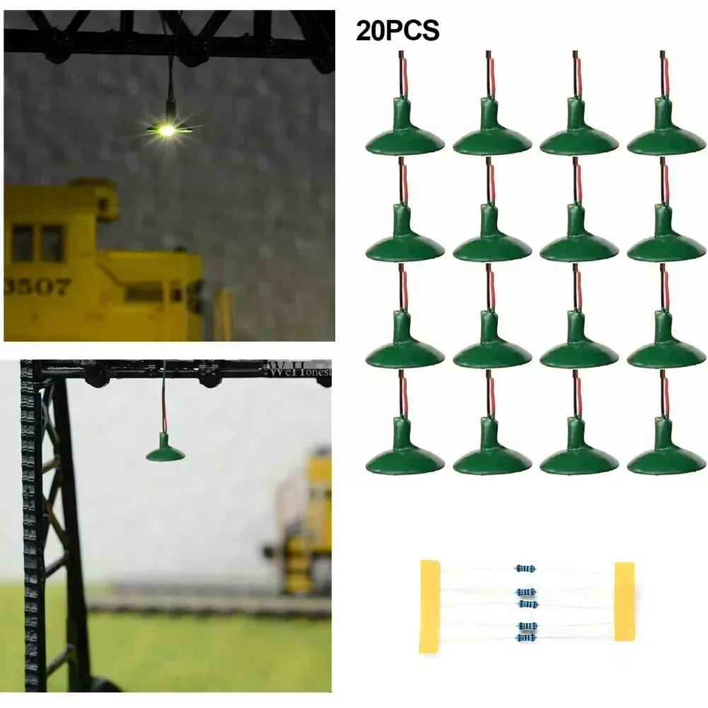 20pcs OO / HO Scale Street Light Model Wall Lamp Posts Led Ceiling Lamps Sand Table Model Building Layout Supplies Warm White