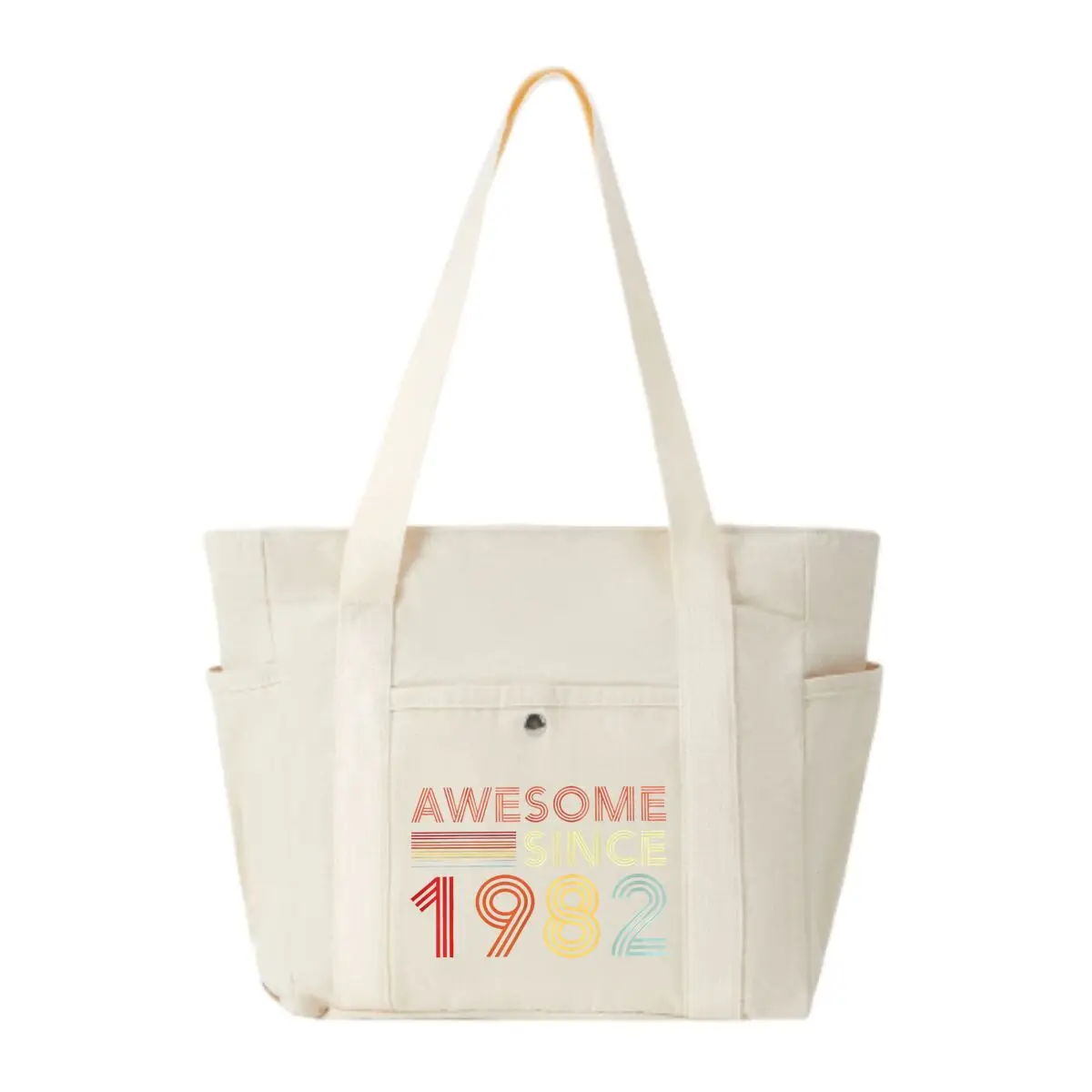 

Потрясающая женская холщовая сумка через плечо с 1982, большая вместимость с несколькими внешними карманами