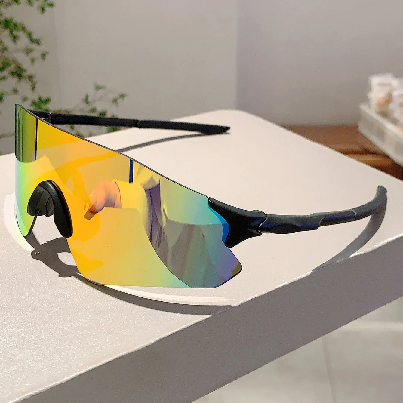 Gm lumias óculos de sol sem aro de grandes dimensões masculino 2025 novo envolto espelho redondo óculos esportivos na moda ao ar livre ciclismo máscaras protetoras