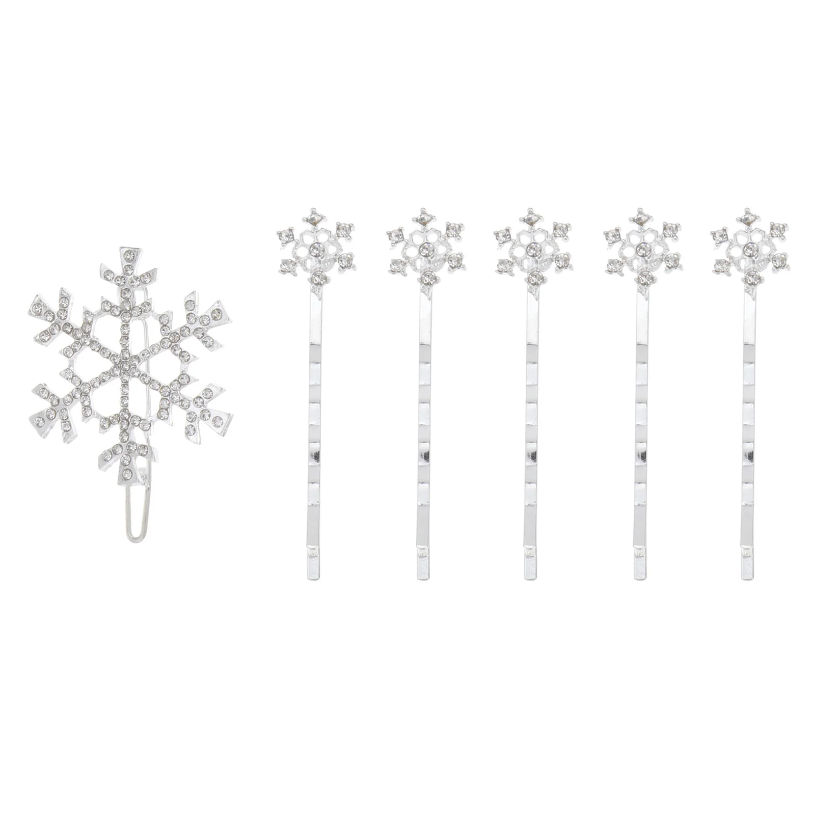 

6 Pcs Banana Hair Clip for Winter Bridal Hairpins Small Simple Bobby Alloy Miss Snowflake