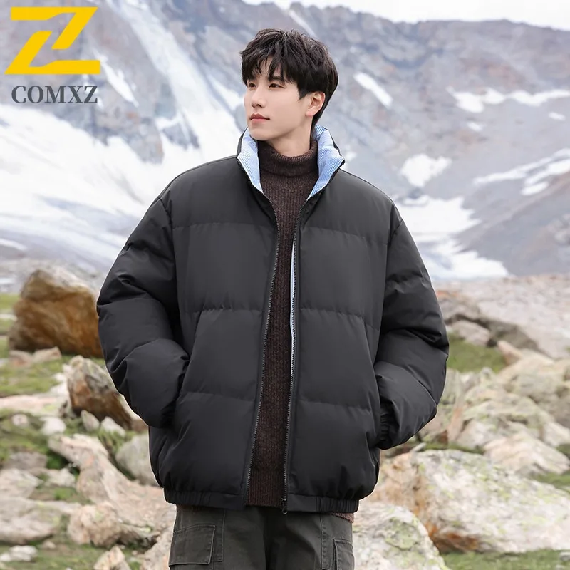 

COMXZ Мужская стеганая куртка Модная дорожная ветрозащитная теплая куртка с воротником-стойкой Повседневное уличное морозостойкое зимнее хлопковое пальто