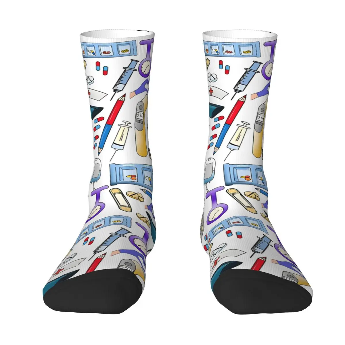 ممرضة الطبية موضوع الكرتون نمط الجوارب جوارب مضحكة الرجال عالية الجودة تسلق الجوارب الربيع الرسم مكافحة العرق الجوارب