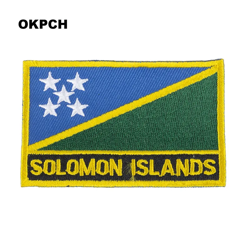 Solomon Islands Flag Embroidery Patches Iron on Saw on Transfer patches Sewing Applications for Clothes in Home&Garden