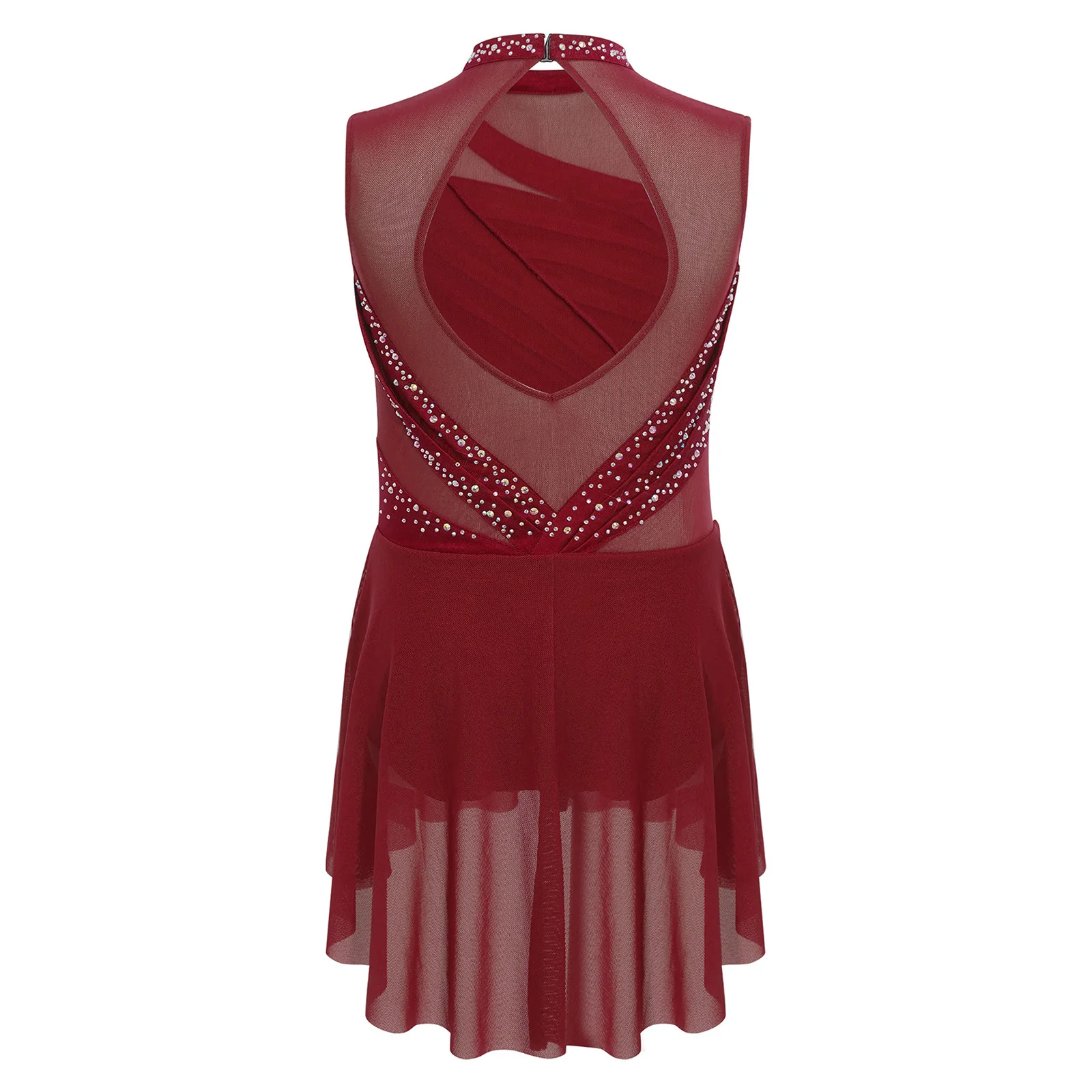 Kinderen Meisjes Lyrische Dans Jurk Prestaties Kostuum Mouwloze Glanzende Strass Ruches Jurk Ballet Hedendaagse Danskleding