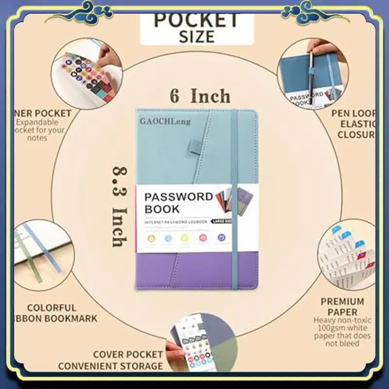 Portable Password Keeper Book With Colorful Alphabetical Tabs And Two Bookmarks, For Seniors 8.4X5.9Inch, Internet Address