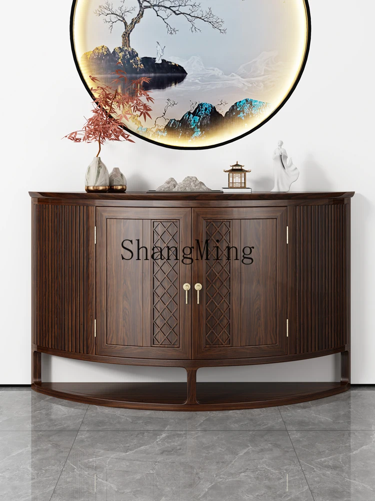 

ZYY new Chinese-style entrance door table against the wall entrance table semi-circular arc solid wood entrance cabinet