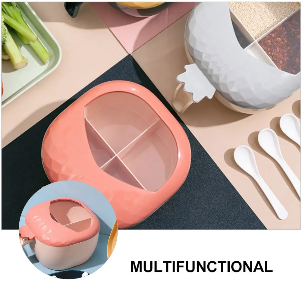 

2Pcs Spice Container Kitchen Seasoning Box Storage Jar Condiment MultiFunction DustProof Lid PP Material Household