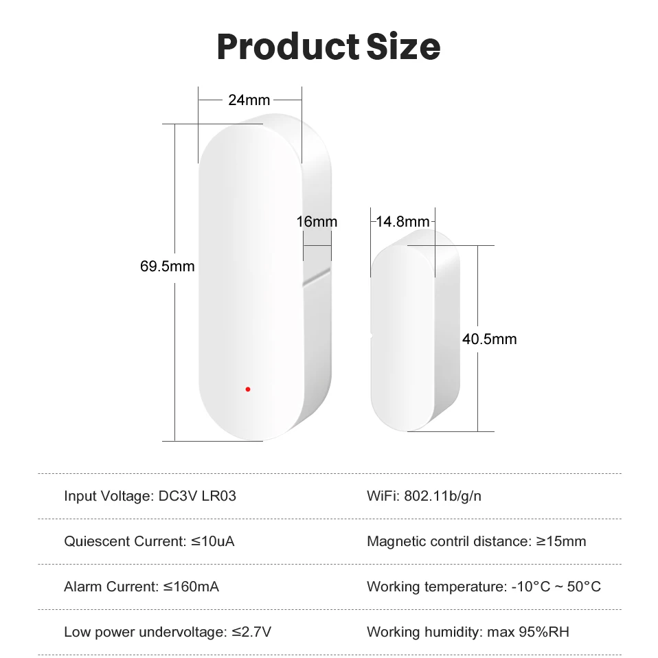 AVATTO Tuya Smart WiFi Zigbee Door Sensor, Door Open / Closed Detectors  APP Wifi Window Sensor Work With Alexa Google Home
