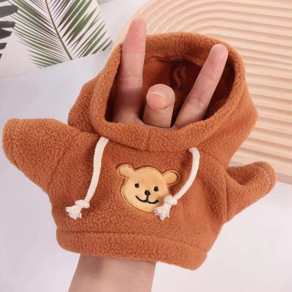 20cm Animation Doll Plush Toy Clothes Accessories Cartoon Teddy Doll Body Dress Up Hooded Sweater Cotton Doll Mini Bear Clothes