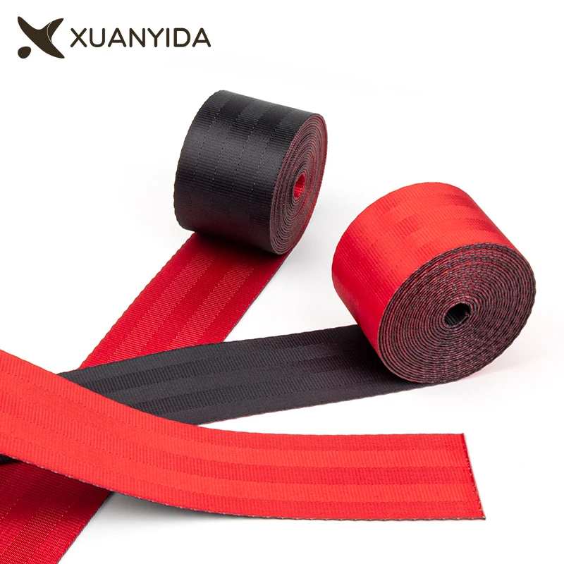 3.6 M Red And Black Car Safety Belt Tape Seat Belt Webbing High-Strength Polyester Seatbelt Car Accessories Standard Certified